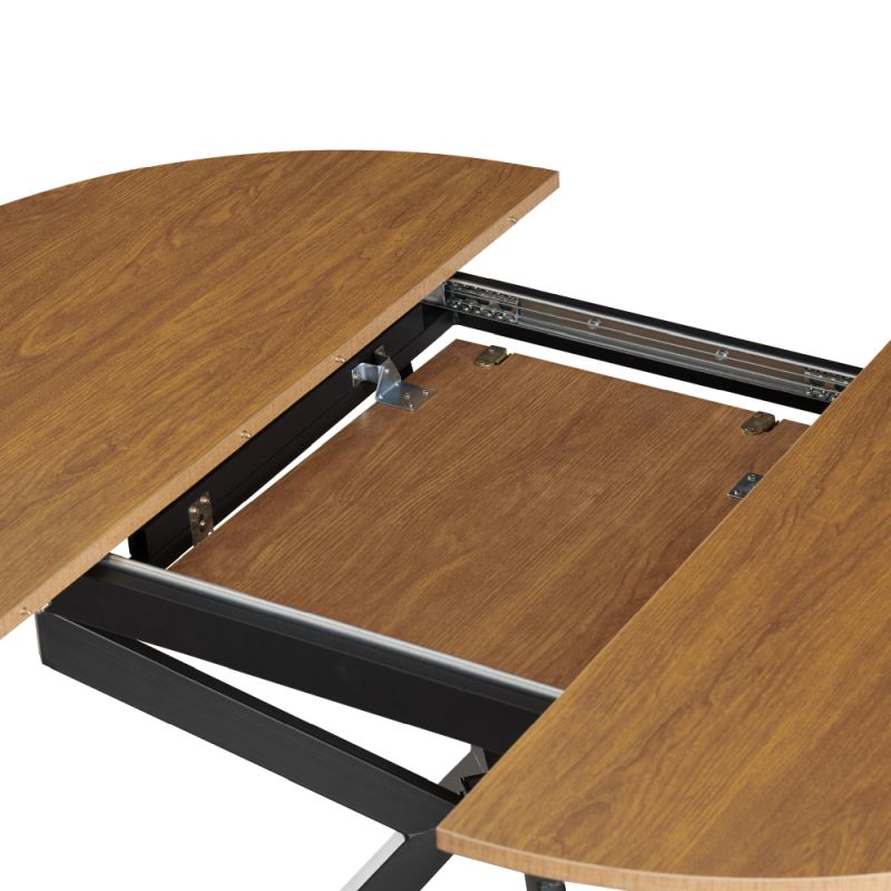 Jedálenský stôl, okrúhly, 100cm, rozkladací, MDF, dub svetlý, čierny, ABERO TYP 1