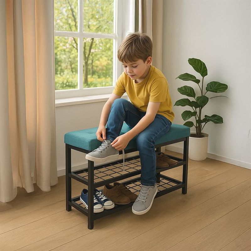 Botník, 81cm, 2 police, kov, čierny, zelený, ABO-W2015 GRN