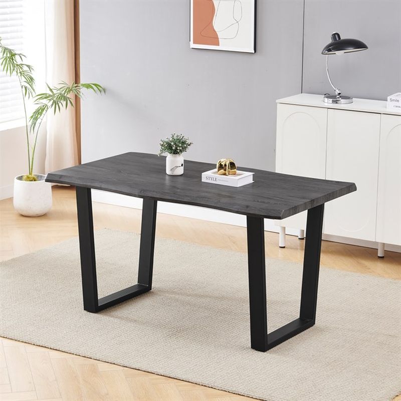 Jedálenský stôl 140x80cm, MDF, kov, sivý dub, HT-F4214 GREY