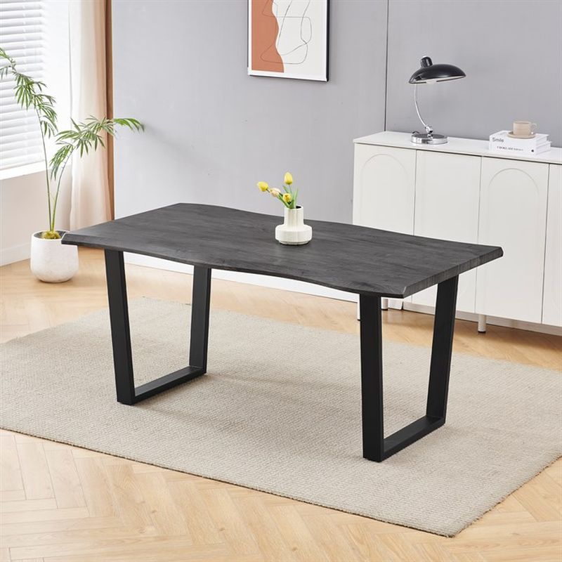 Jedálenský stôl 160x90cm, MDF, kov, sivý dub, HT-F4216 GREY