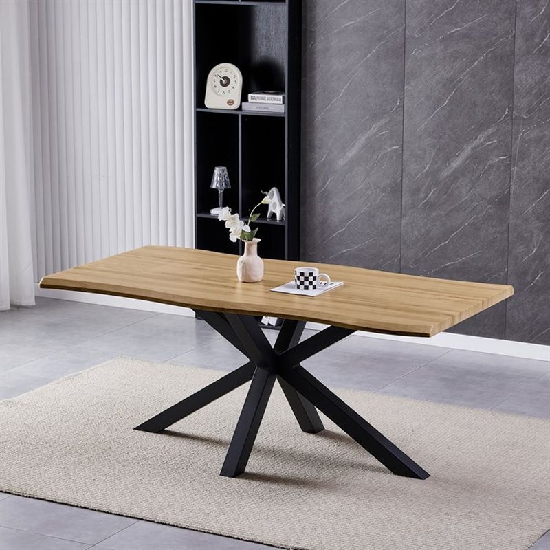 Jedálenský stôl 180x90cm, MDF, kov, divoký dub, HT-F4618 OAK