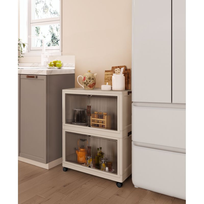 Skladacia skrinka, 60cm, biela, hnedá, plast, POSA TYP 1