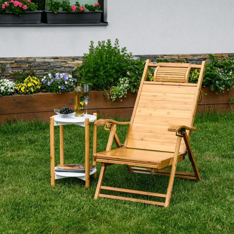 Záhradné polohovacie kreslo, prírodná, bambus, VARDON