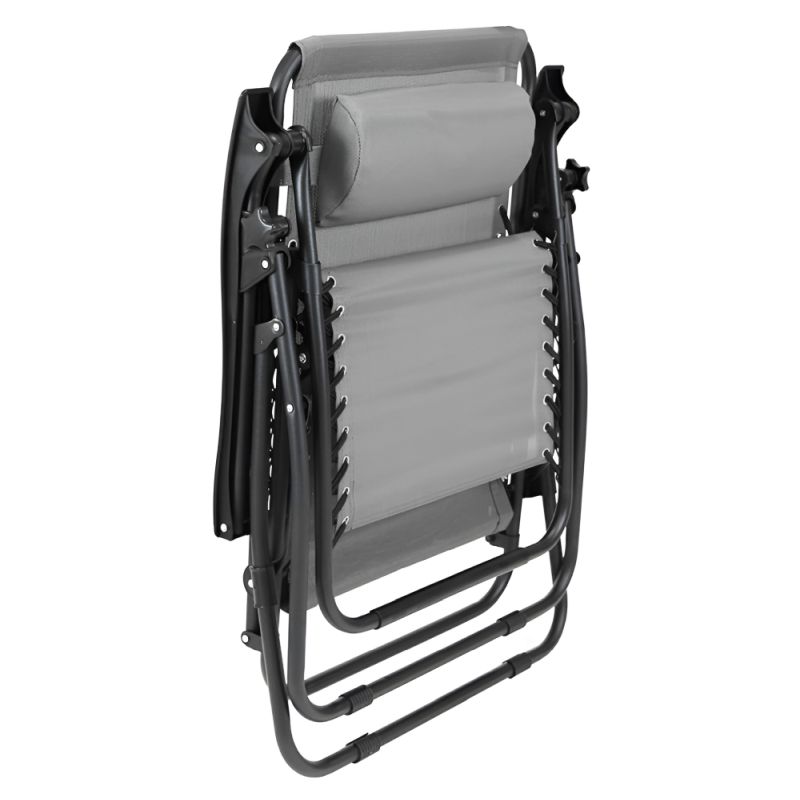 Záhradné, polohovacie kreslo, látka svetlosivá, kov čierny, GERALD NEW