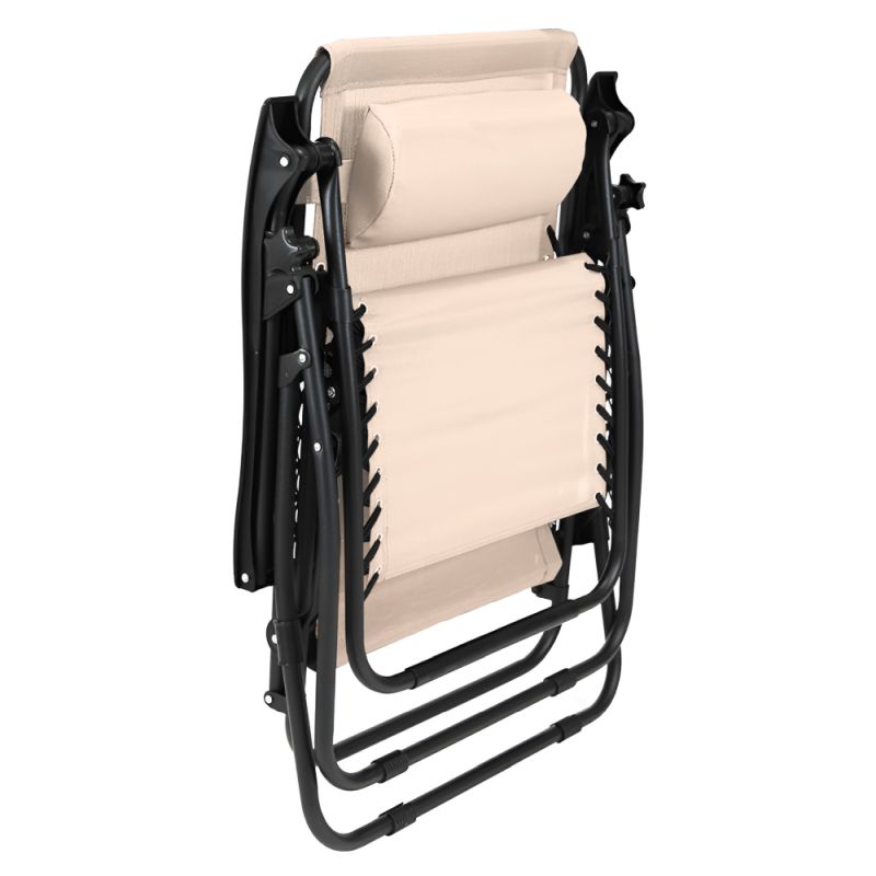 Záhradné, polohovacie kreslo, látka béžová, kov čierny, GERALD NEW