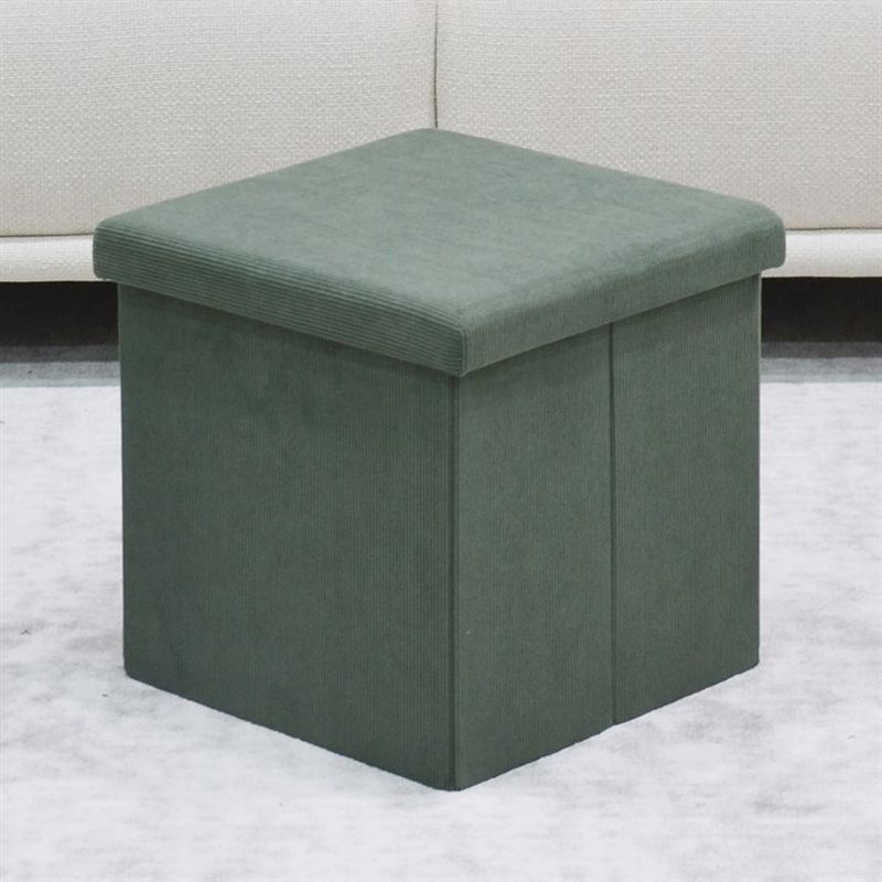 Taburet, 38cm, úložný priestor, zelená látka, TAB-471 GRN6