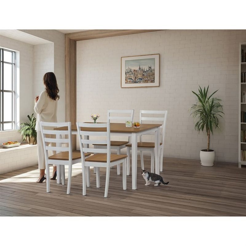 Jedálenský set 1+4, 120x75cm, MDF, biely, dub, VESPA OAK