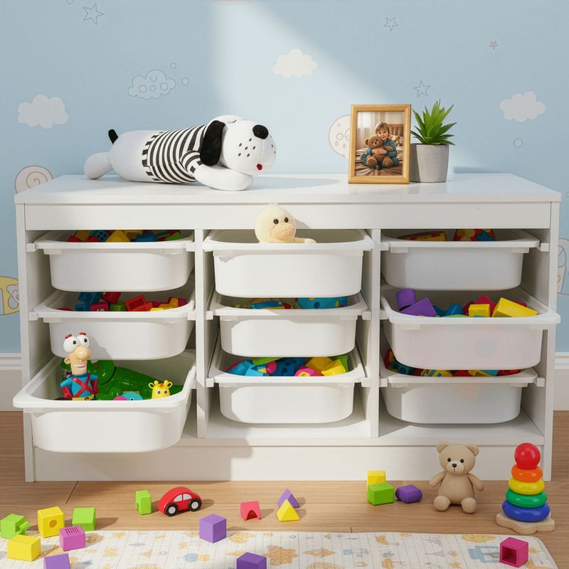 Organizér, s úložnými boxami, 99cm, biely, TRIMAL