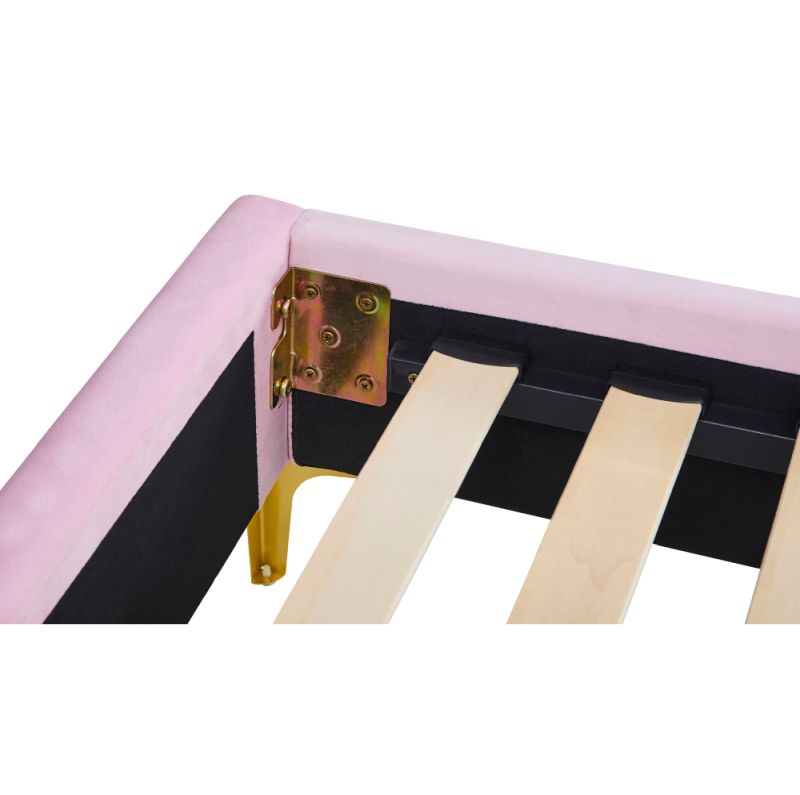 Posteľ, 140x200, s roštom, ružová, látka, ISADORA