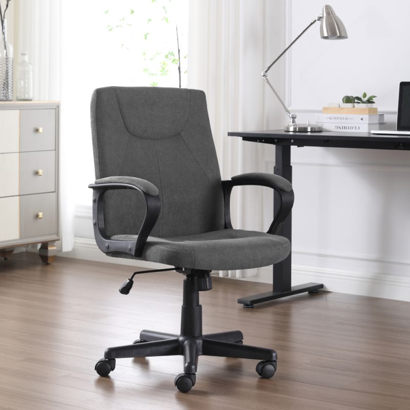 Kancelárske kreslo, tmavosivá látka, REVIN