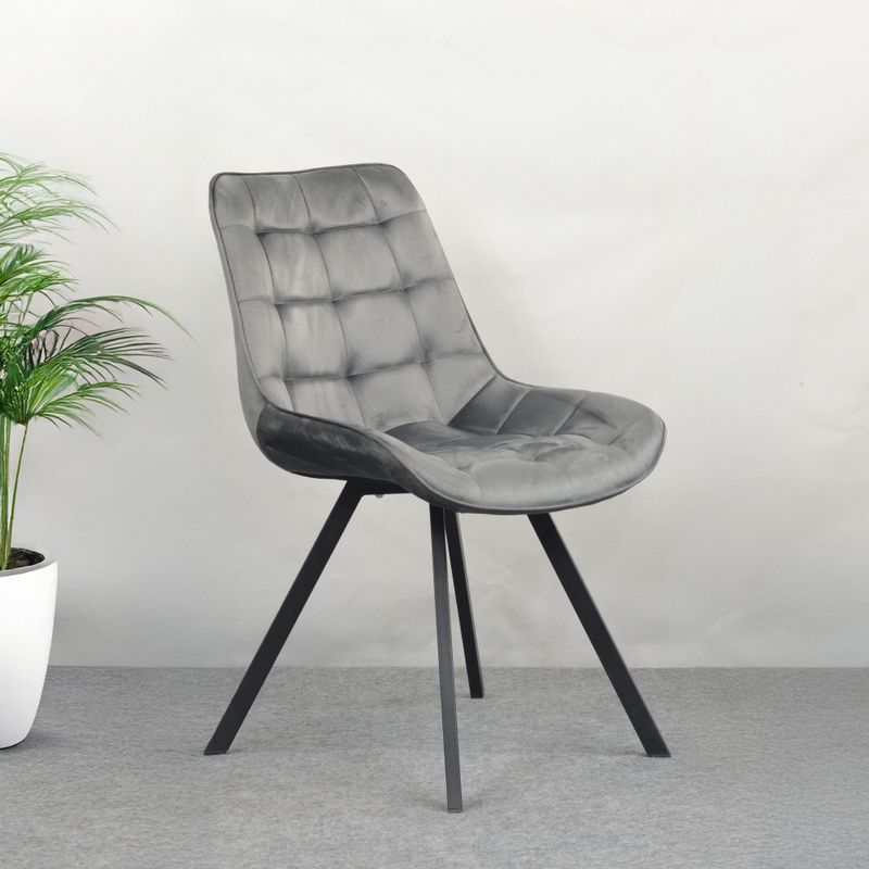 Jedálenská stolička, tmavosivá Velvet látka, nohy kov čierny, SAMIRA
