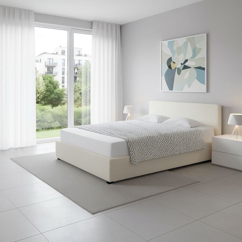 Manželská posteľ, 180x200, s roštom, biela, LUNELA