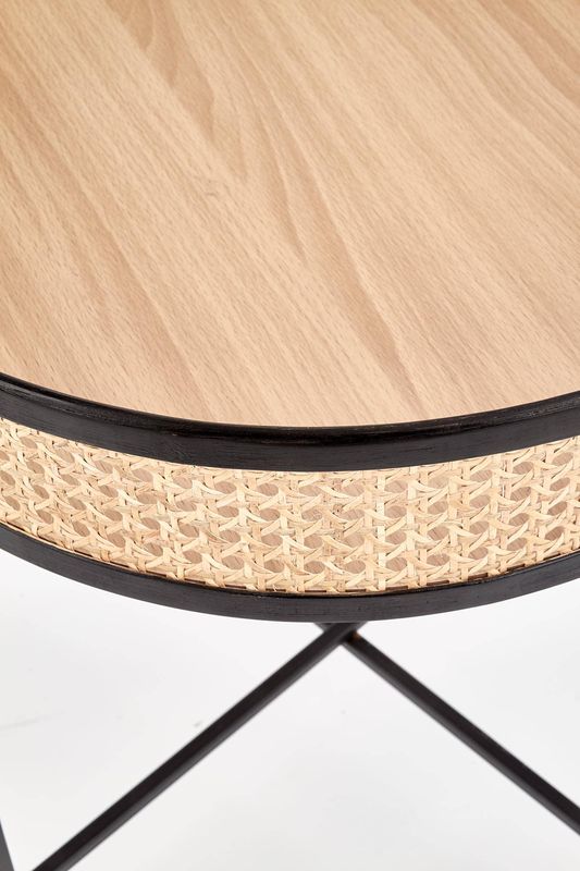 Konferenčný stolík, 50x50cm, čierny, rattan, LANIPA