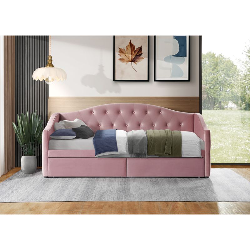 Posteľ, 90x200, s roštom, ružová látka, ZASKA