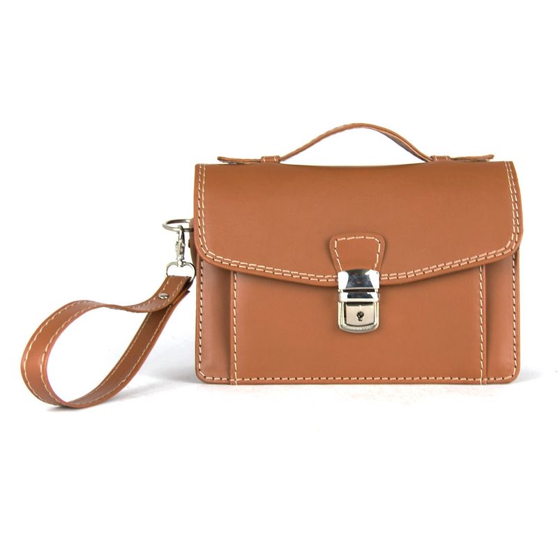 Luxusná kožená etuja č.7847, viacúčelové púzdro vo svetlo hnedej farbe