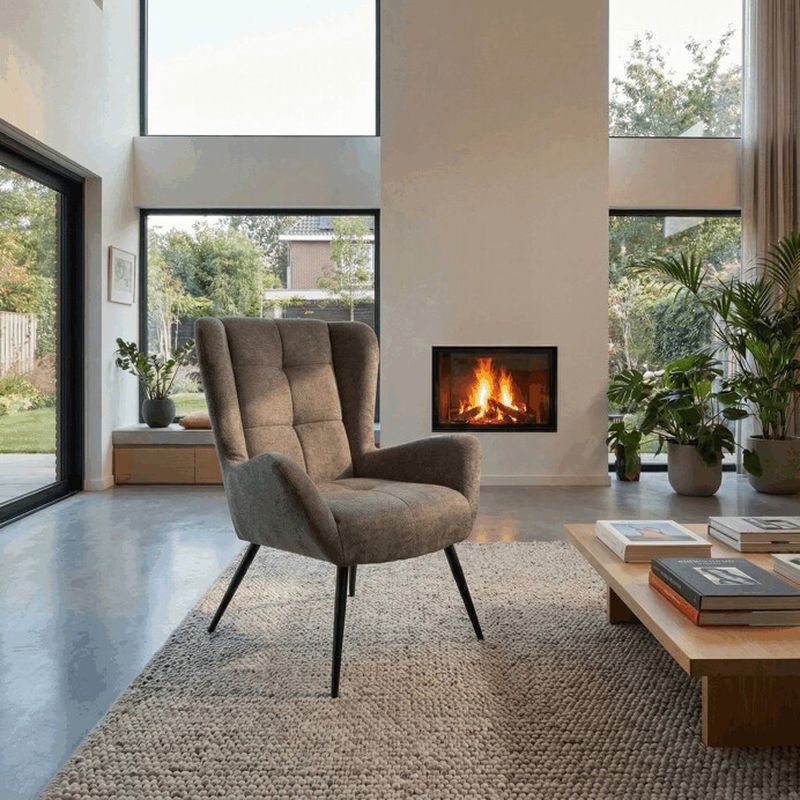 Kreslo ušiak, sivá látka, AK-H9206 GREY2