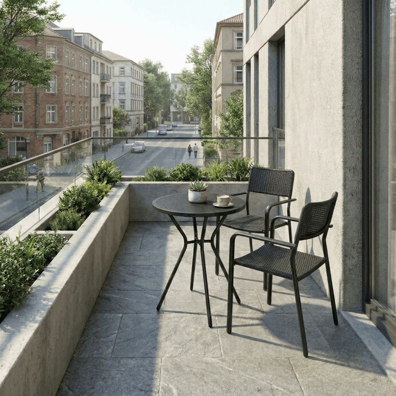 Záhradná stolička, kov, plast, čierna, AZC-H1021 BK