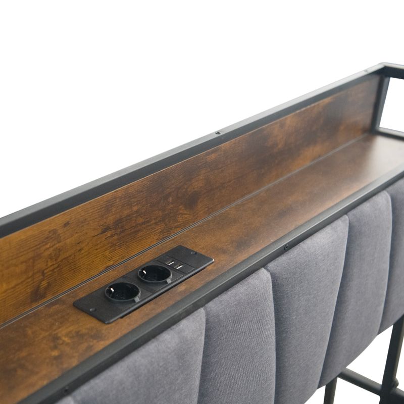 Manželská posteľ, 160x200, s roštom, prístelka, čierna, sivá, NORDO