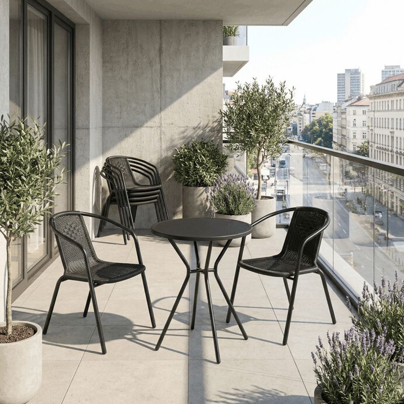 Záhradná stolička, kov, plast, čierna, AZC-H1001 BK