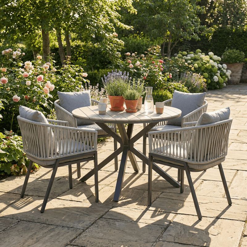 Záhradná stolička, kov, polyratan, sivá, AZC-S1430 GREY