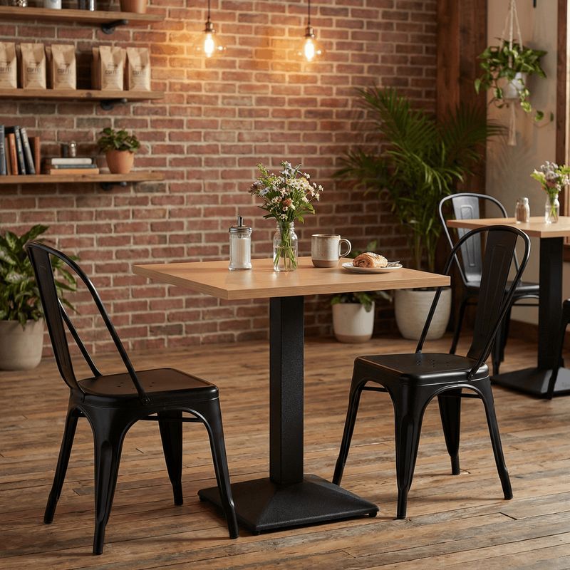 Jedálenský bistro stôl, 70x70cm, DTD, dub sonoma, čierny, RINALDO TYP 1
