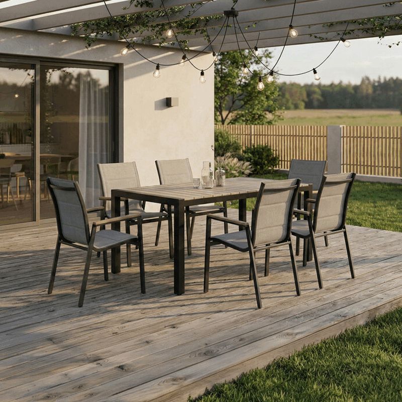 Záhradný stôl 160x90cm, hliník, polywood, čierna, AZT-S1514 BK
