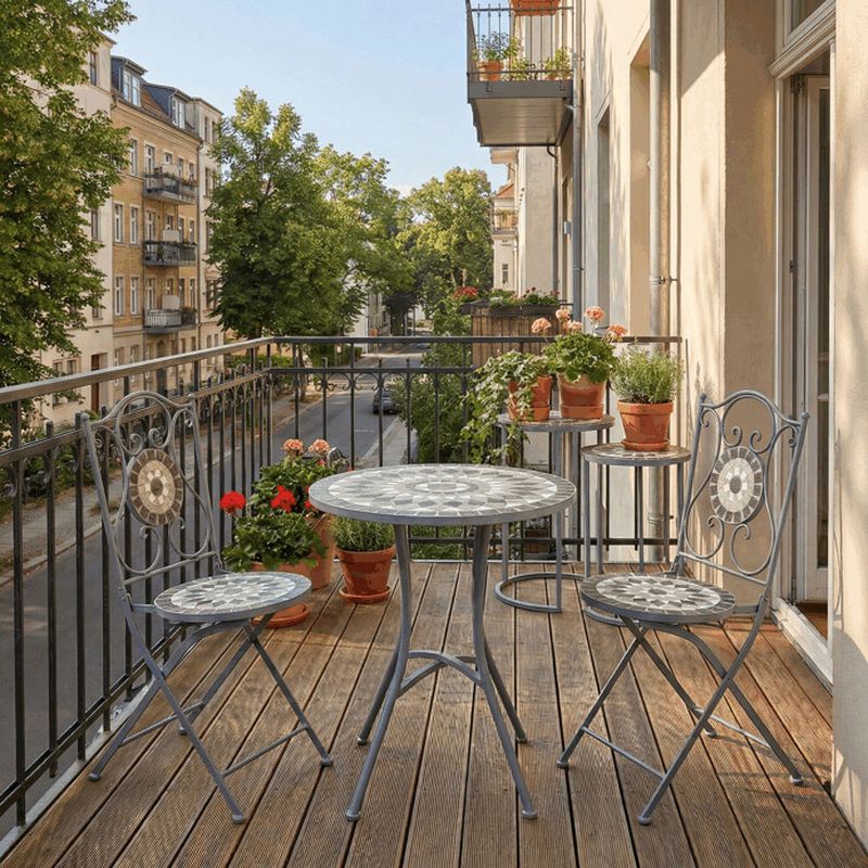 Záhradný set 1+2, kov, keramická mozaika, sivá, US1500 SET