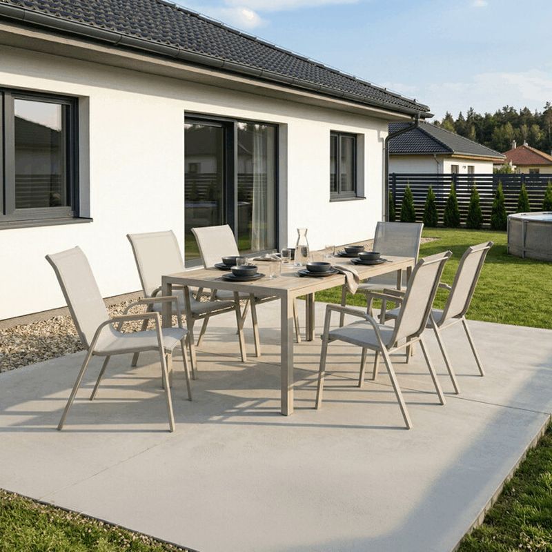 Záhradný stôl 150x89cm, kov, polywood, béžový, AZT-S1215 CRM