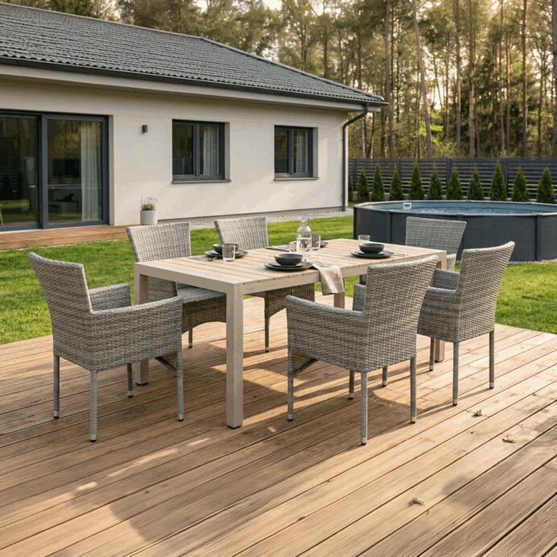 Záhradný stôl 162x90cm, hliník, polywood, béžový, AZT-S1514 CRM