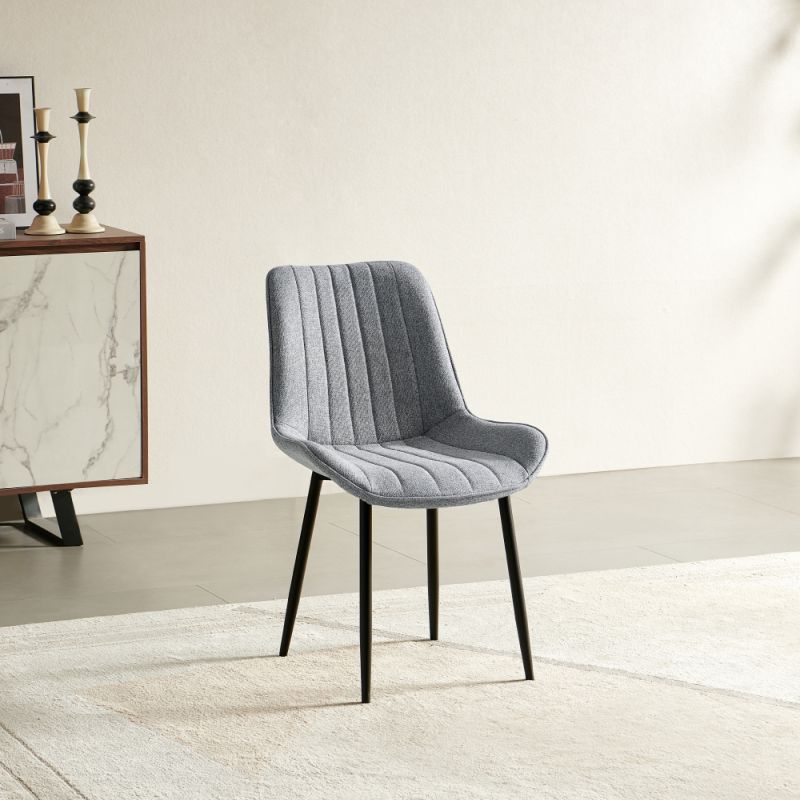 Jedálenská stolička, svetlosivá látka, čierny kov, ZAJRA