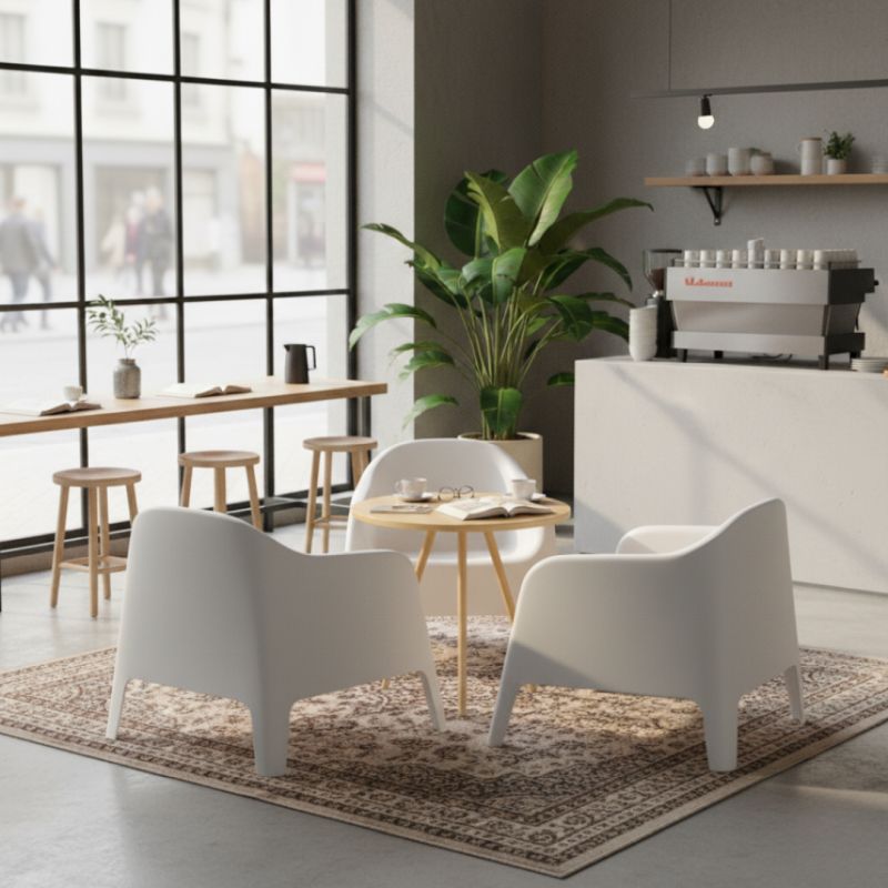 Záhradné stohovateľné kreslo, biely plast, SOKRA NEW