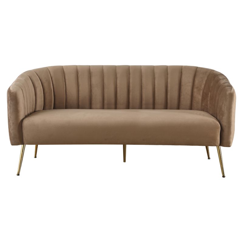 Dizajnový 3-sed, hnedá Velvet látka, kov gold chróm zlatý, BAGY