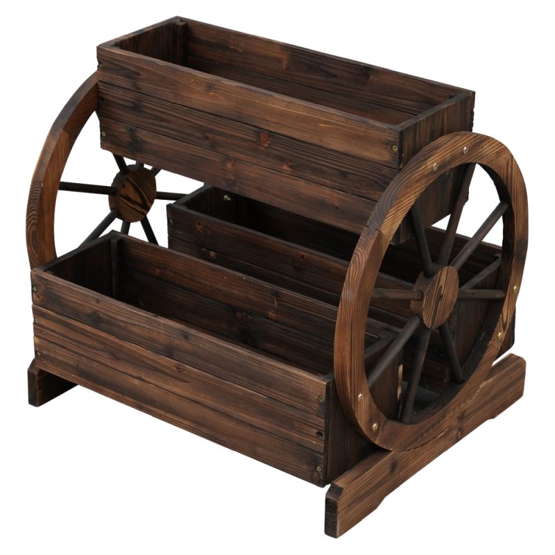 Drevený kvetináč, masív, hnedý, SABA