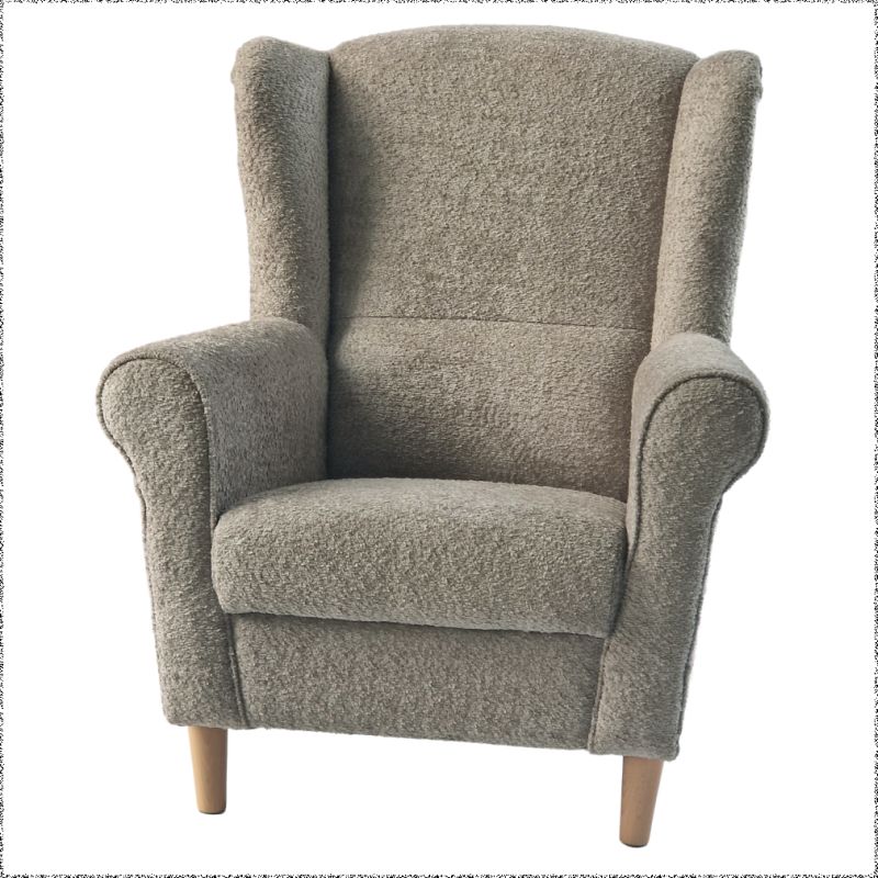 Kreslo, ušiak, sivobéžová Taupe látka Coral, CHARLOT