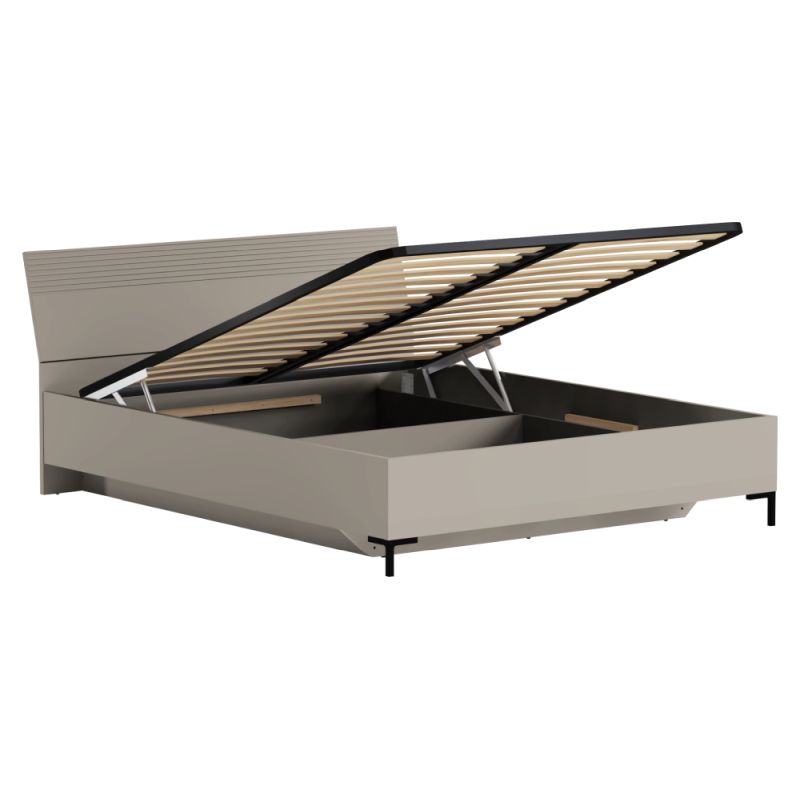 Manželská posteľ, 160x200, s roštom, sivohnedá Taupe, DOMCA