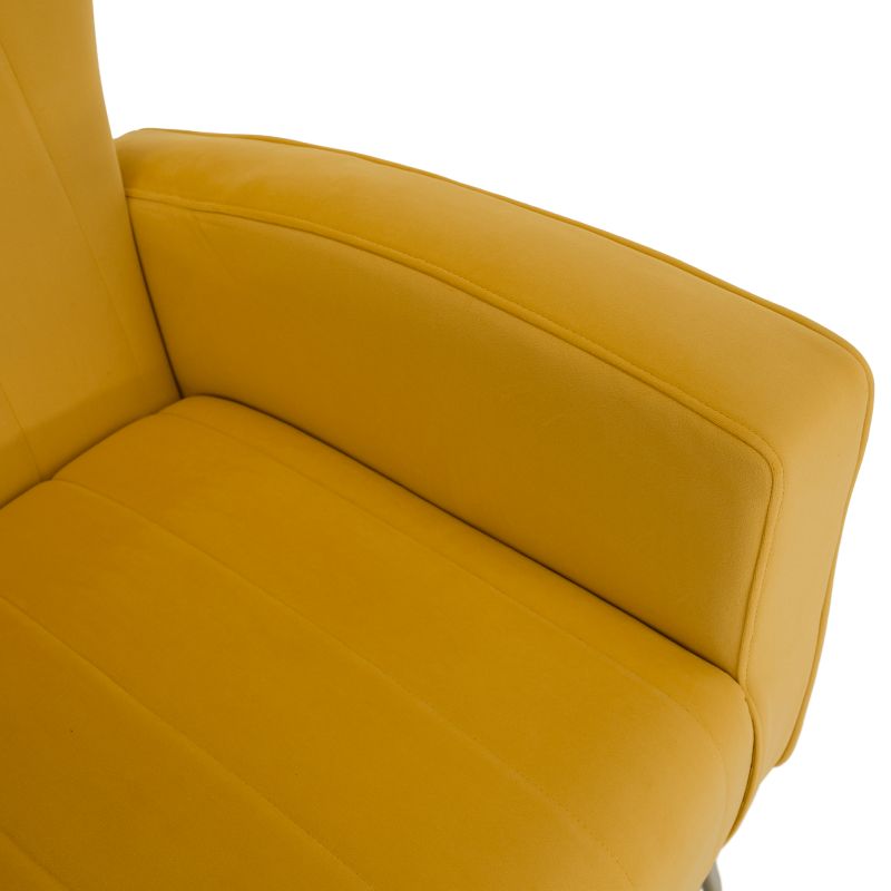 Relaxačné kreslo, žltá Velvet látka, zlaté nohy, BARET