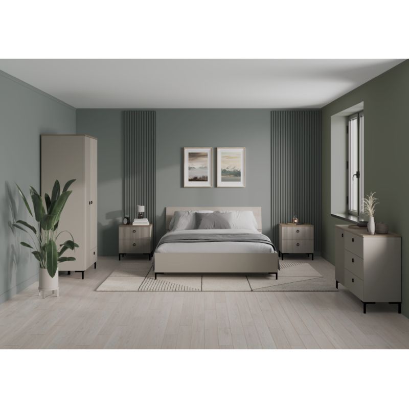 Skriňa, 86cm, kombinovaná, sivohnedá Taupe, dub silverjack, DOMCA 2D1S