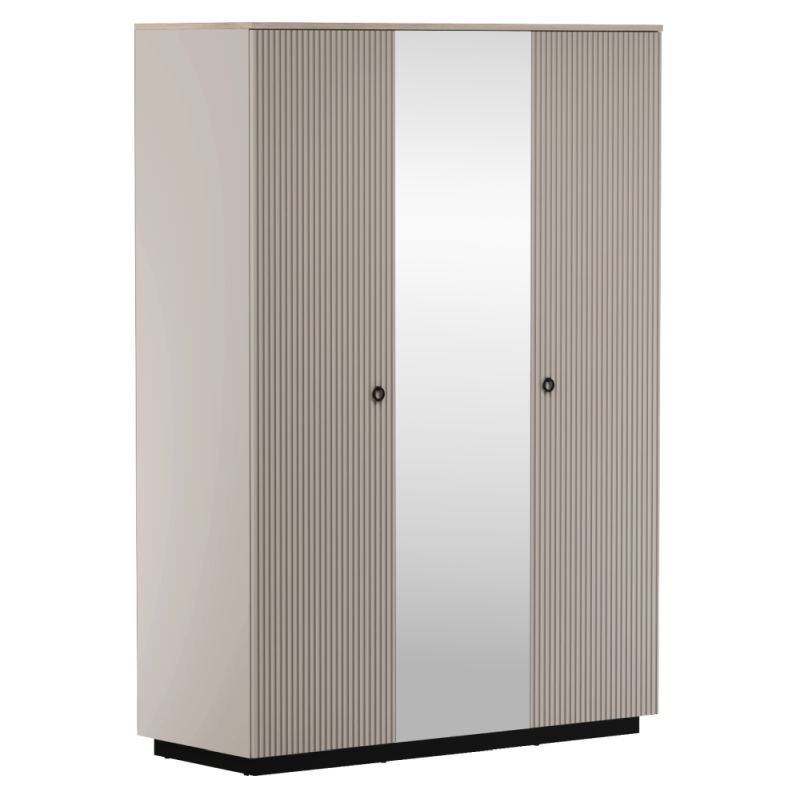 Skriňa, 154cm, kombinovaná, sivohnedá Taupe, dub silverjack, zrkadlo, DOMCA 3D