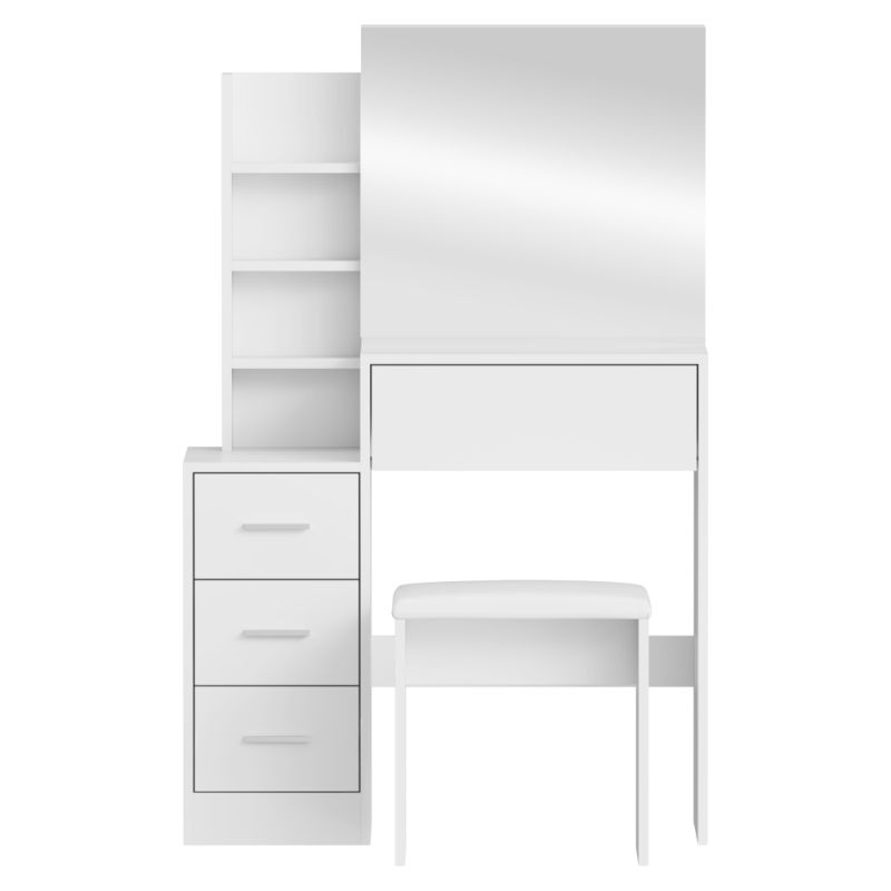 Toaletný stolík, 80cm, s taburetom, biely, RADAS