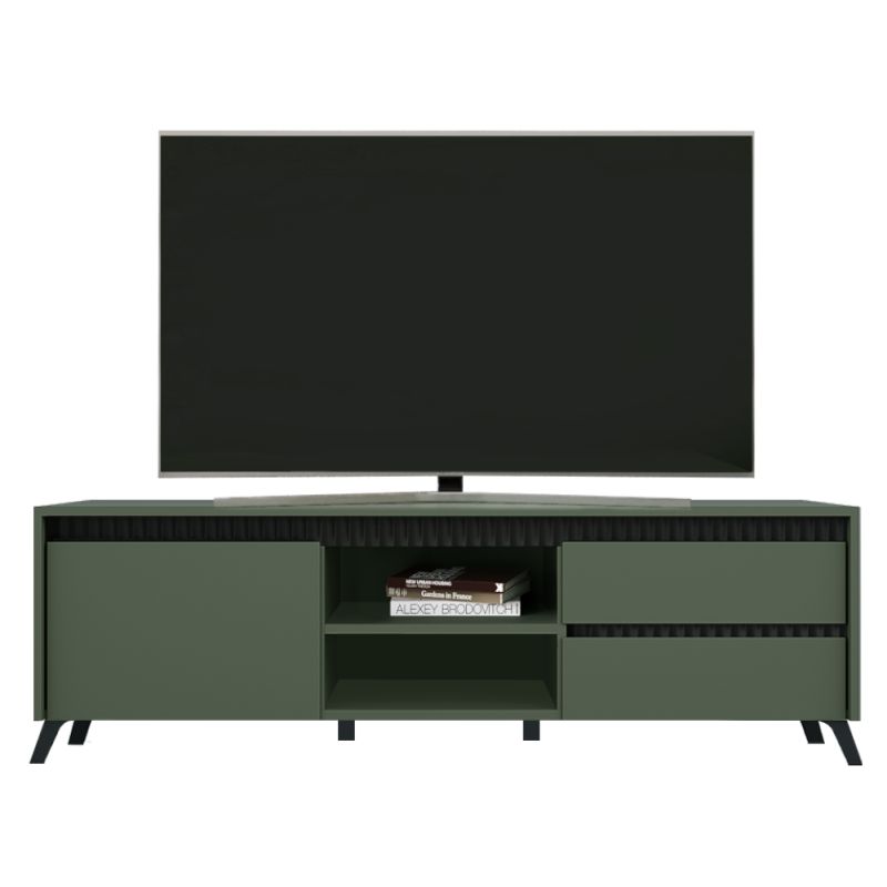 TV stolík, 155cm, smoke zelený, čierny, LONGY RTV1K2So