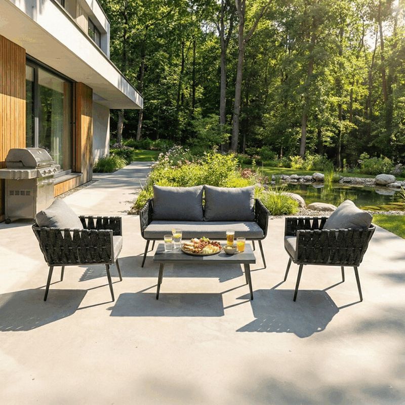 Záhradná zostava, kov, sivá látka, AZS-1604 GREY