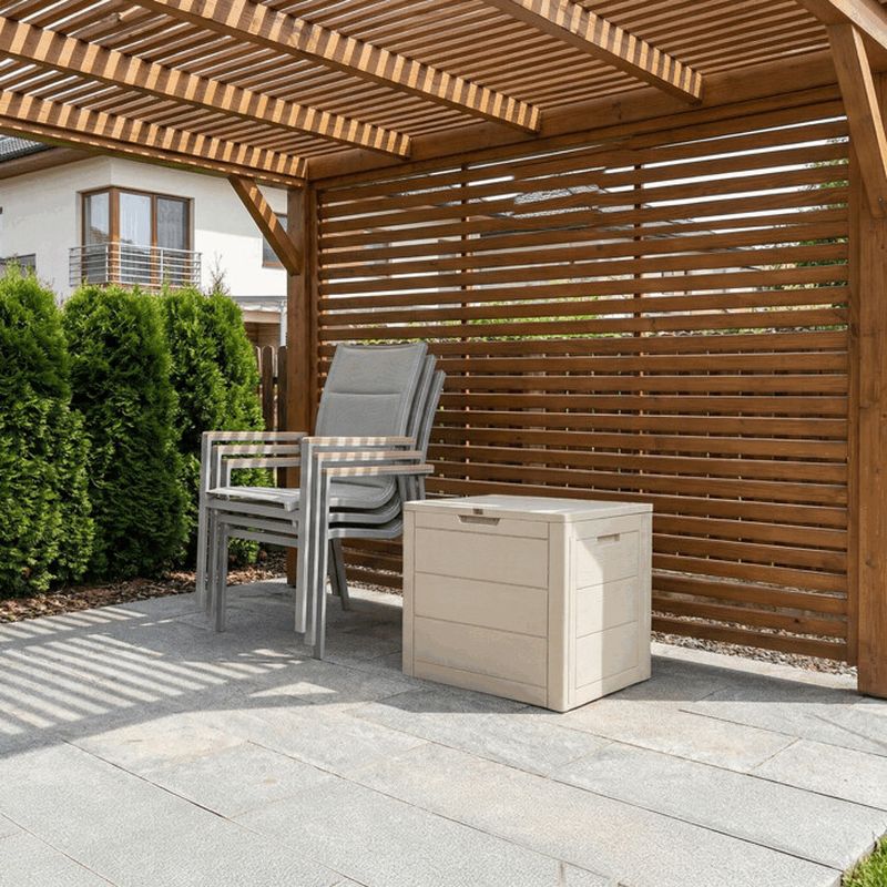 Záhradný úložný box, 56cm, plast, béžový, AZB-G2035 CRM