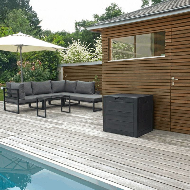 Záhradný úložný box, 56cm, plast, sivý, AZB-G2035 GREY