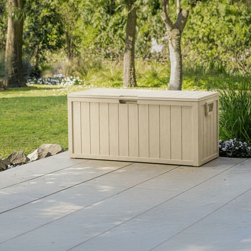 Záhradný úložný box, 112cm, plast, béžový, AZB-G2075 CRM