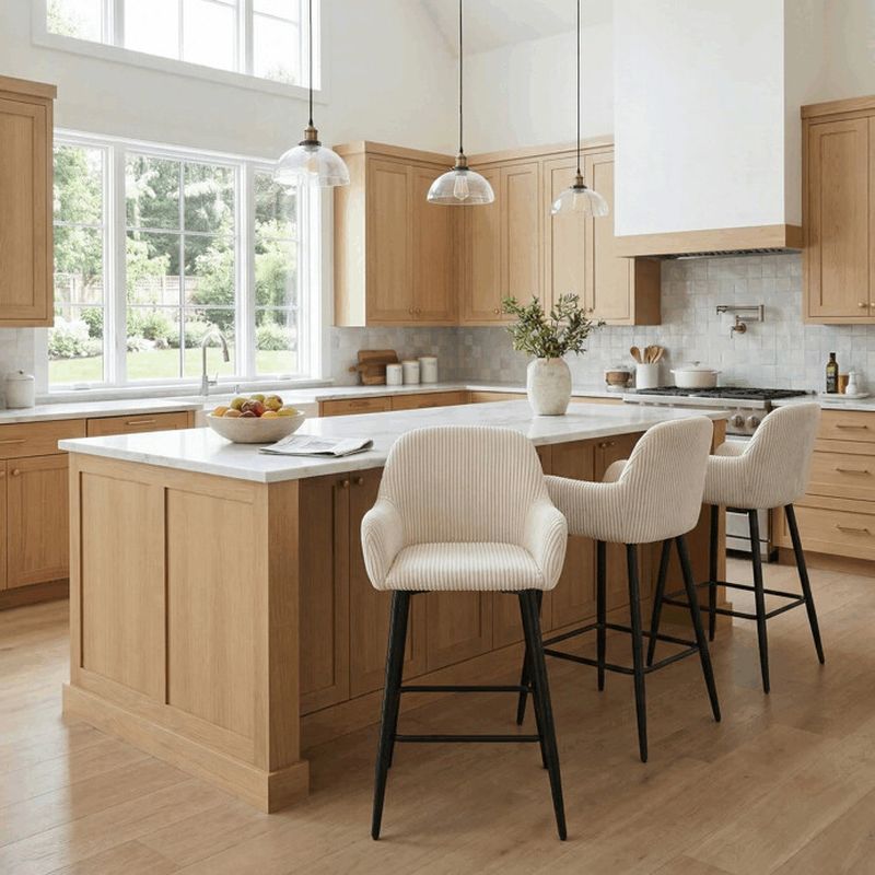 Barová stolička, béžová látka, nohy čierne, AUB-V4009 CRM6