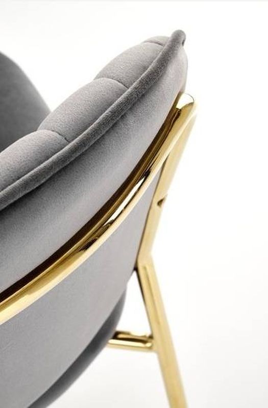 Jedálenská stolička, sivá látka, nohy gold chróm zlatý, K-499