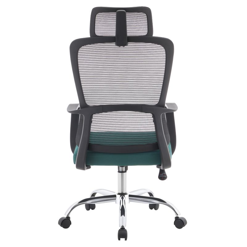 Kancelárske kreslo, zelená látka, čierna sieťovina, chróm, RANDY