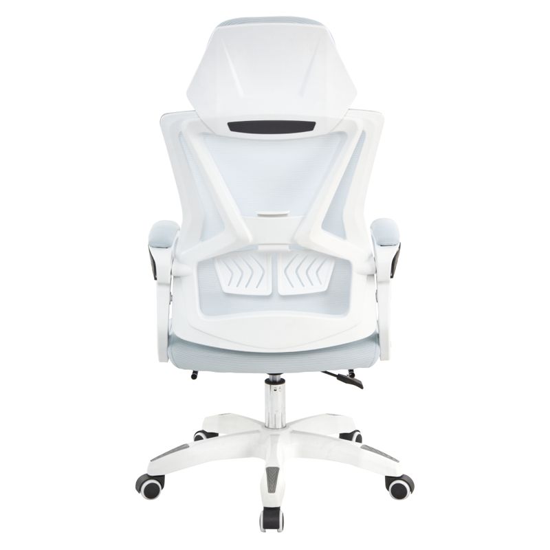 Kancelárske kreslo s podnožkou, svetlosivá sieťovina, biela, MALVIN