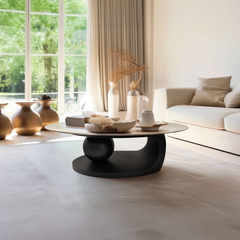 Konferenčný stolík, 130x70cm, imitácia mramoru, čierny, AXEN