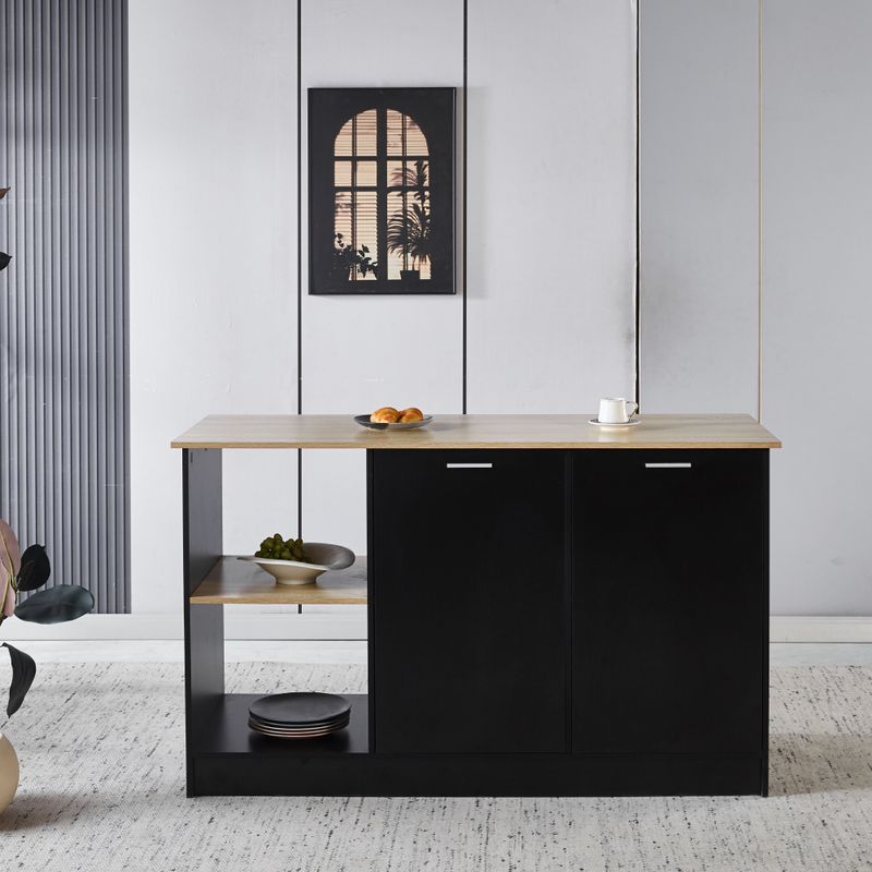 Kuchynský ostrovček, 150x60 cm, dub, čierny, POMPEJ